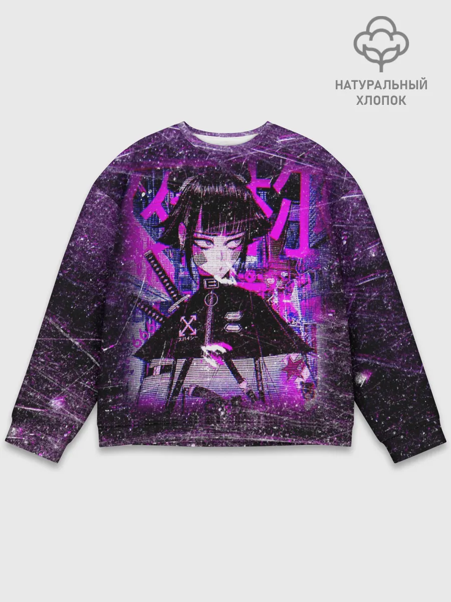 Мужской свитшот базовый / Cyberpunk Samurai Anime