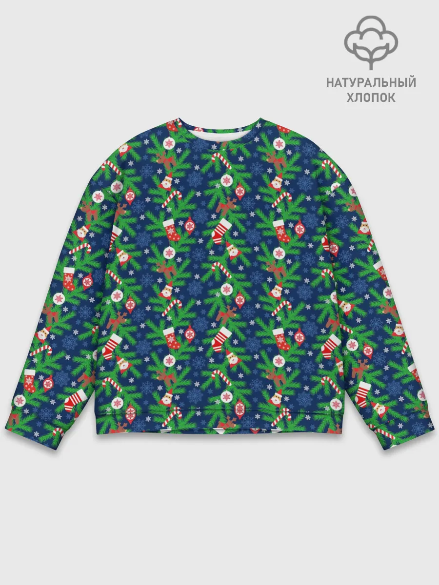 Мужской свитшот базовый / Новогодние Игрушки на Ёлке