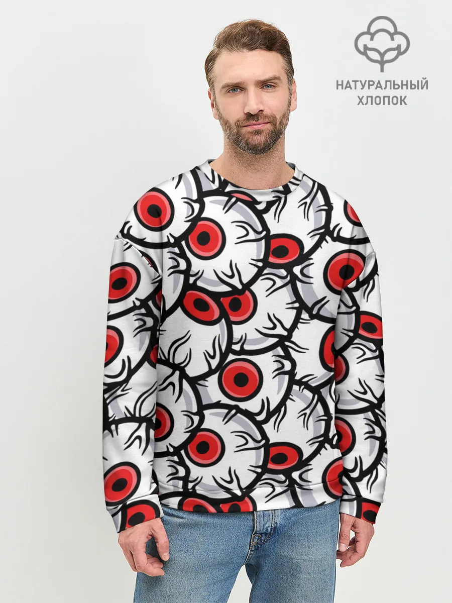 Мужской свитшот базовый / HALLOWEEN EYES / ХЕЛЛОУИН ГЛАЗА