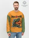 Мужской свитшот базовый / Т-Рекс с тыквой в пасте | Хэллоуин
