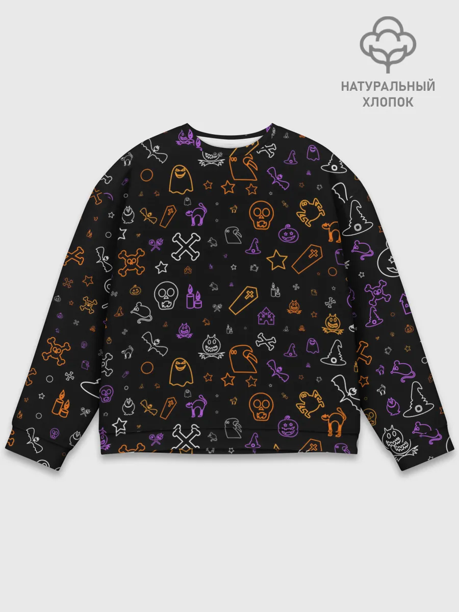 Мужской свитшот базовый / ХЕЛЛОУИН ПАТТЕРН НЕОН / HALLOWEEN NEON