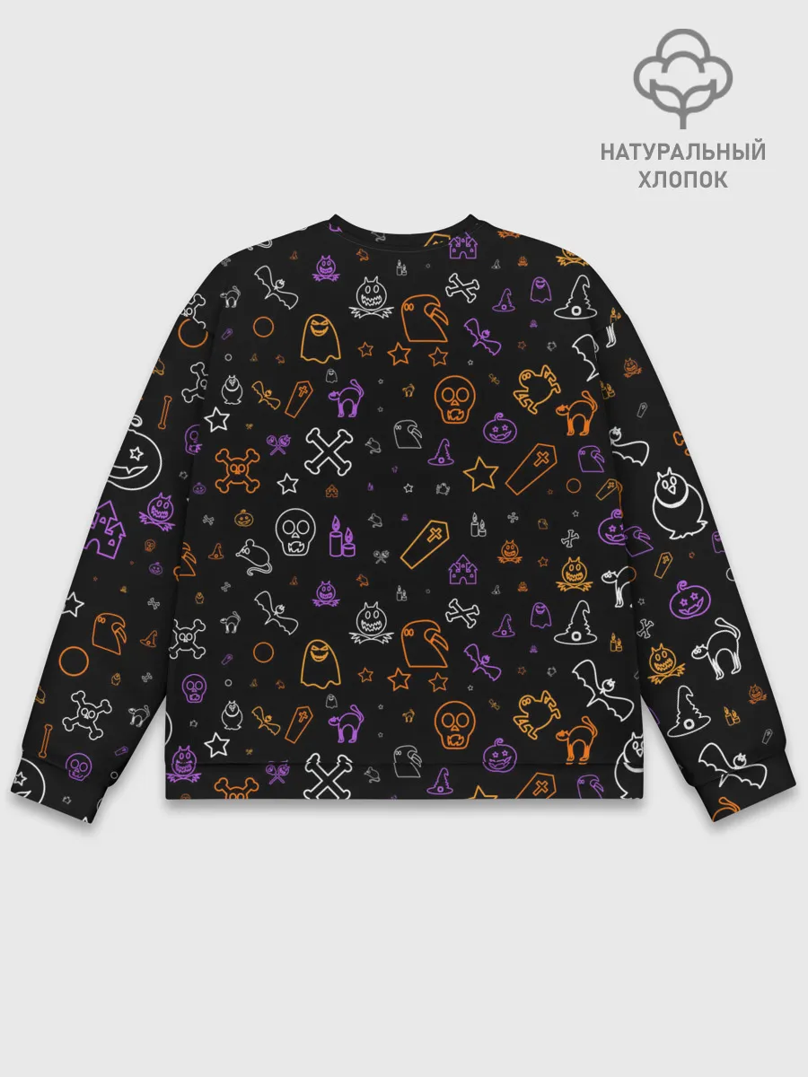 Мужской свитшот базовый / ХЕЛЛОУИН ПАТТЕРН НЕОН / HALLOWEEN NEON