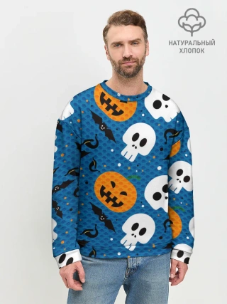 Мужской свитшот базовый / ЧЕРЕПА И ТЫКВЫ | HALLOWEEN