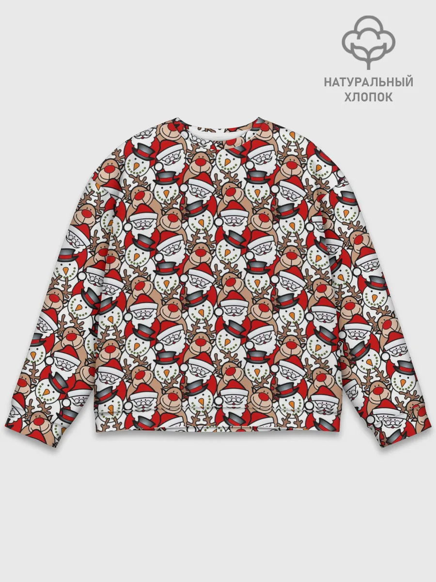 Мужской свитшот базовый / Дед Мороз, Снеговик, Олень