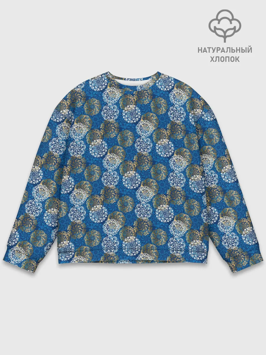 Мужской свитшот базовый / Разноцветные Новогодние Узоры