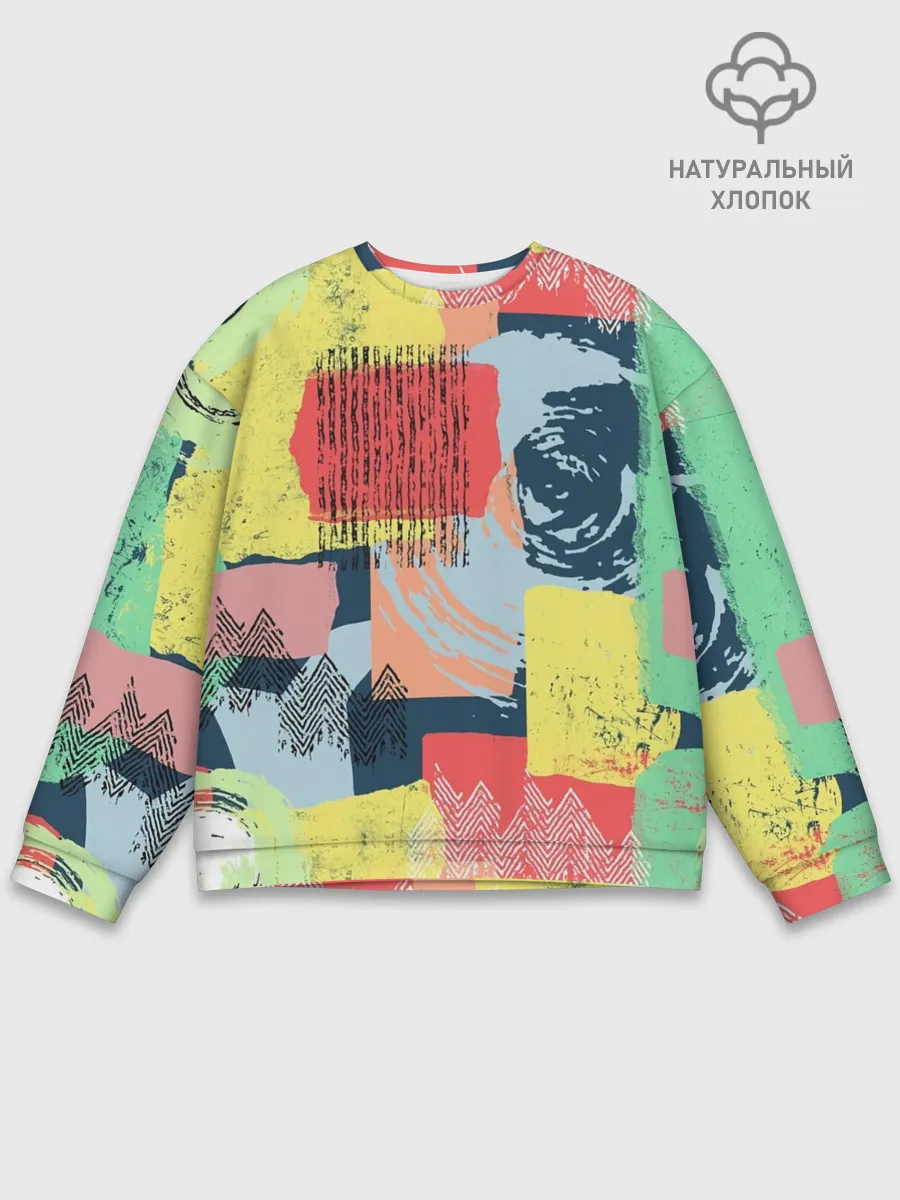 Мужской свитшот базовый / Желто-зеленый тай-дай