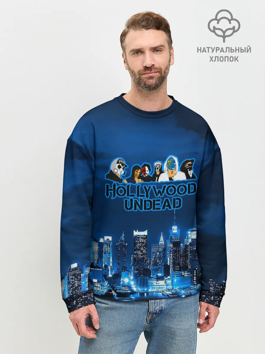 Мужской свитшот базовый / Группа Hollywood Undead ночной город