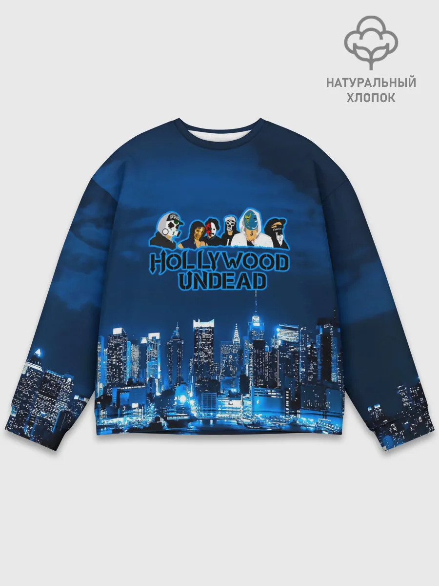 Мужской свитшот базовый / Группа Hollywood Undead ночной город