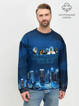 Мужской свитшот базовый / Группа Hollywood Undead ночной город