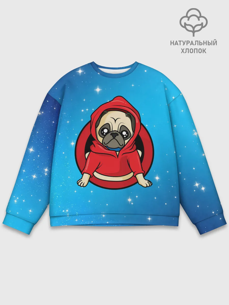 Мужской свитшот базовый / Мопс в толстовке