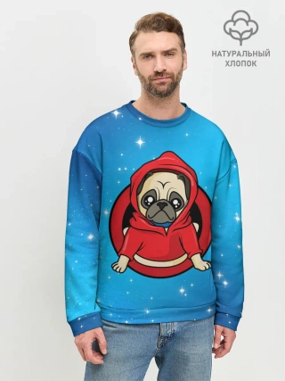 Мужской свитшот базовый / Мопс в толстовке