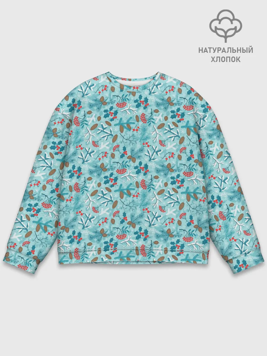 Мужской свитшот базовый / Зимний Лесной Пейзаж