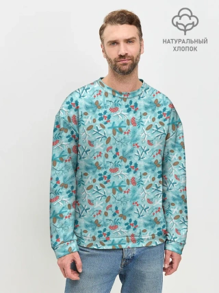 Мужской свитшот базовый / Зимний Лесной Пейзаж