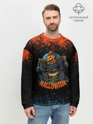 Мужской свитшот базовый / ПУГАЛО ИЗ ТЫКВЫ | HALLOWEEN