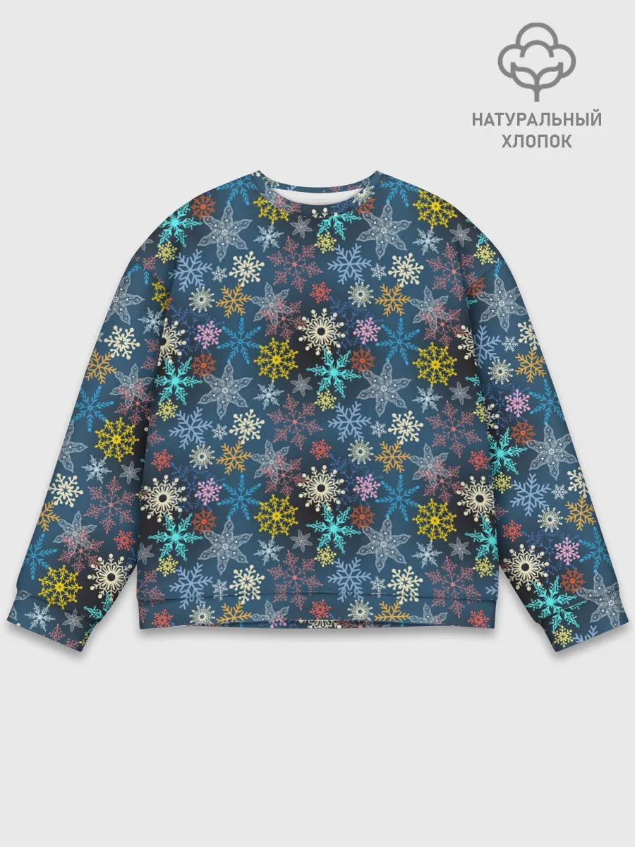 Мужской свитшот базовый / Красочные Снежинки