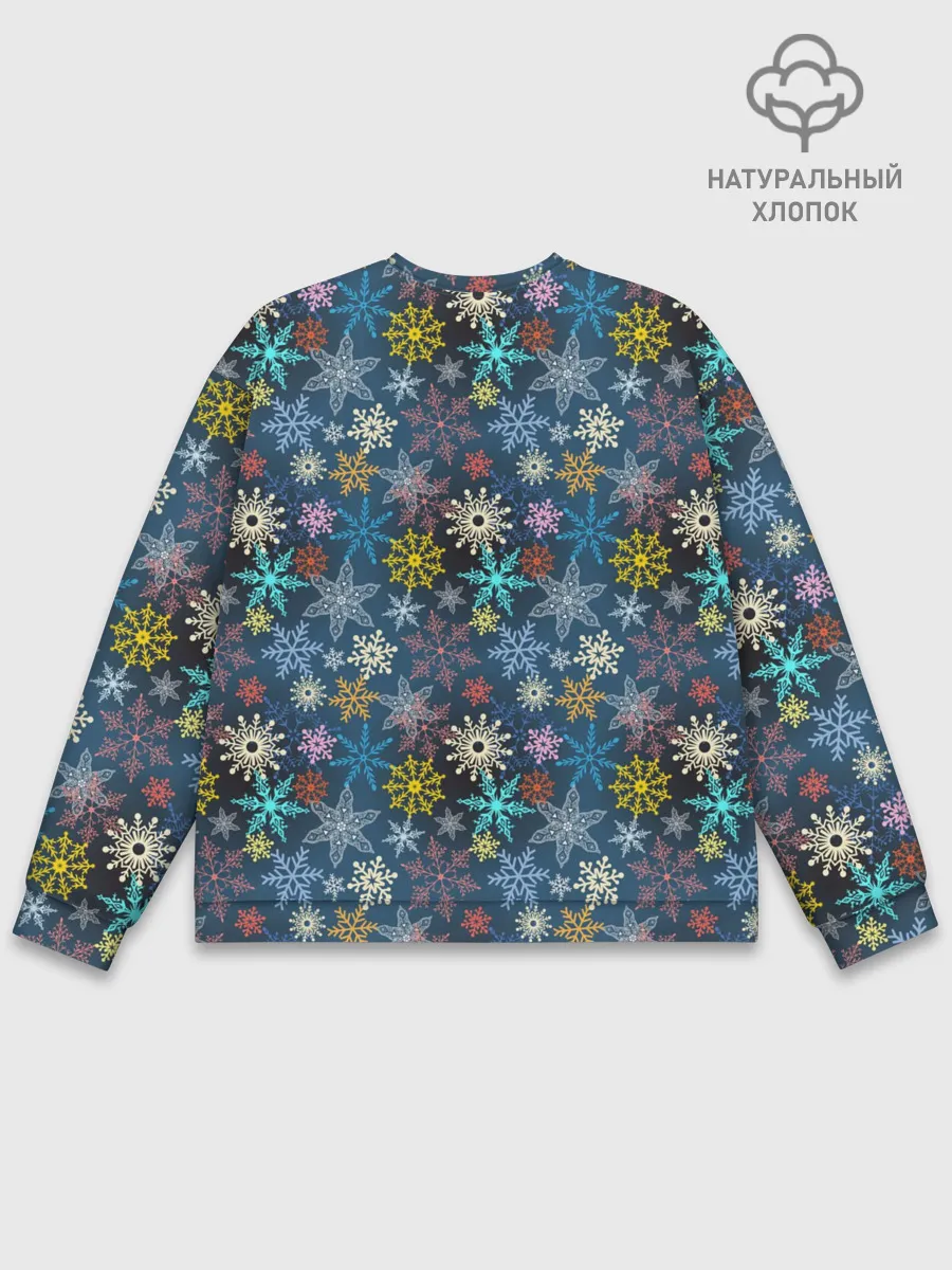 Мужской свитшот базовый / Красочные Снежинки