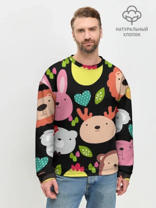 Мужской свитшот базовый / Головы милых животных