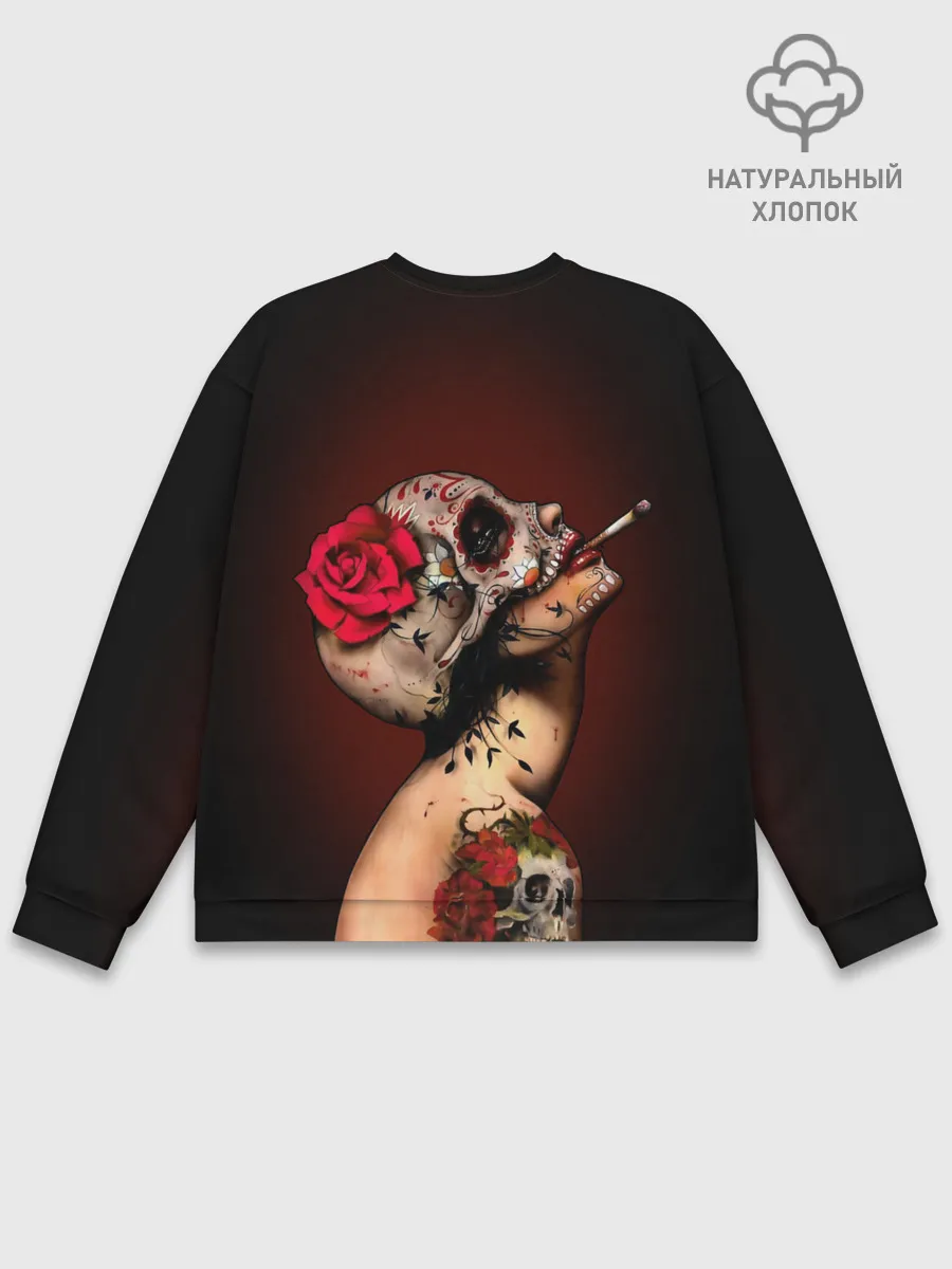 Мужской свитшот базовый / Ведьма с красной розой