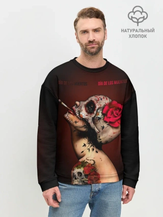 Мужской свитшот базовый / Ведьма с красной розой
