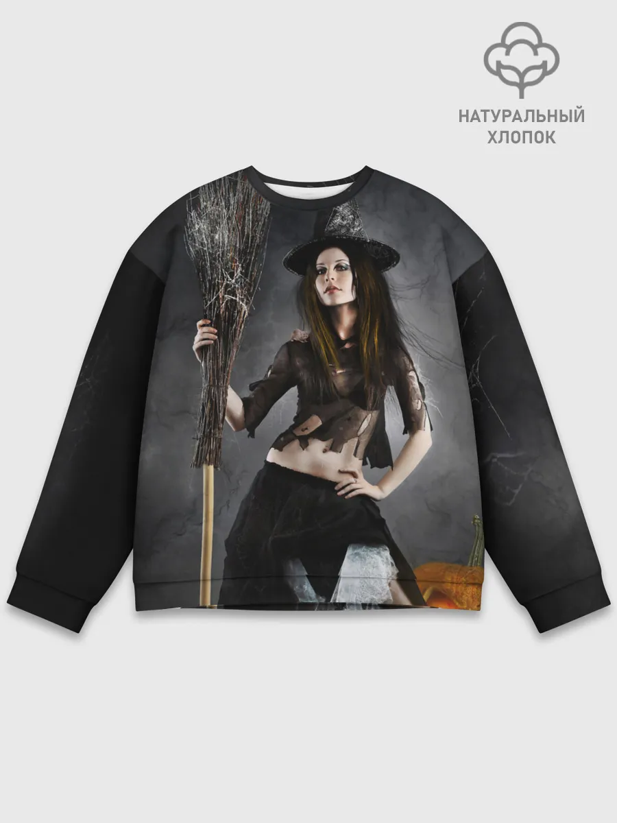 Мужской свитшот базовый / Милая ведьма с метлой