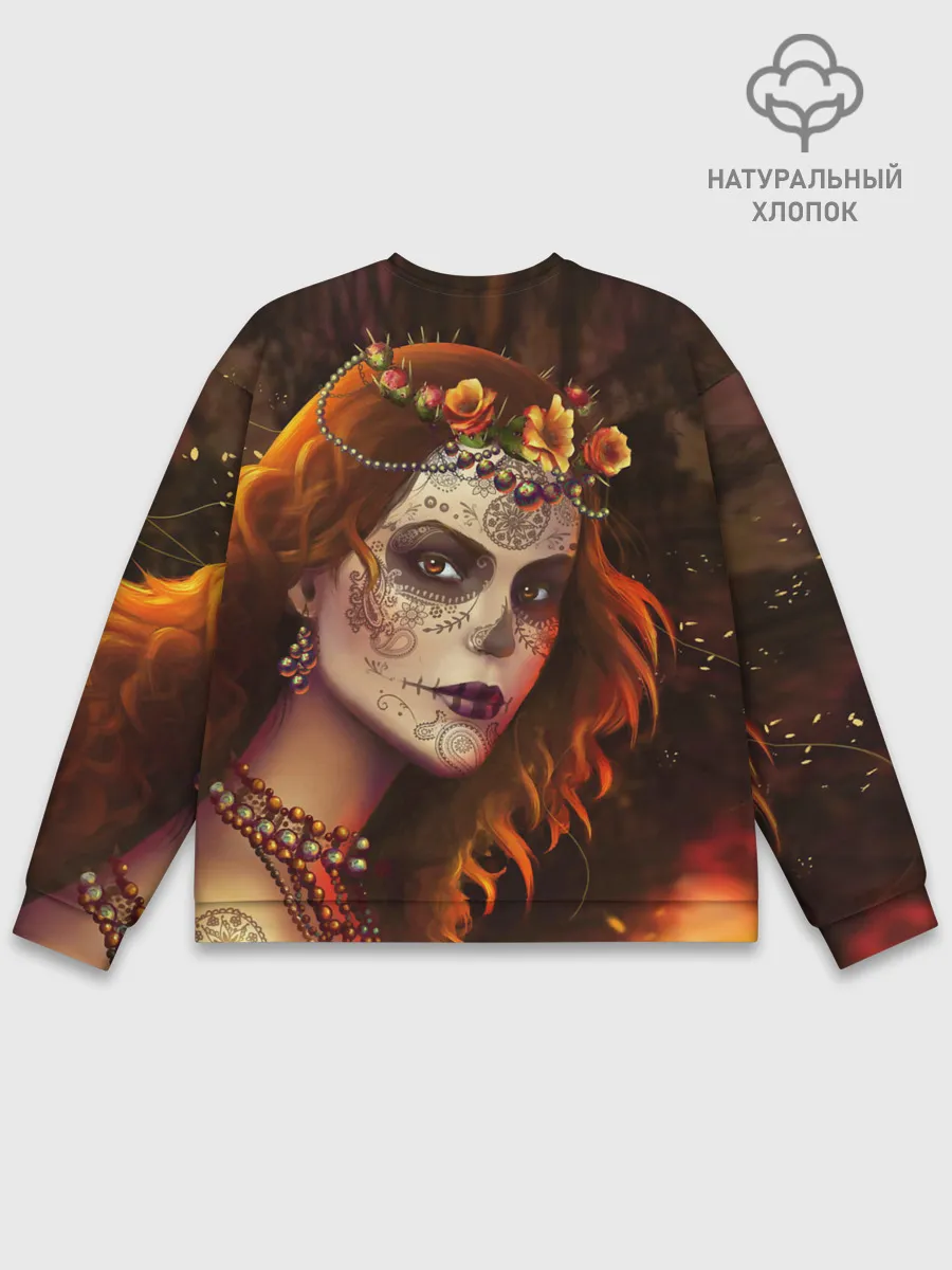 Мужской свитшот базовый / Рыжая Ведьма с розами