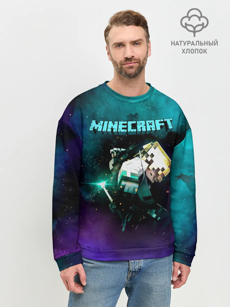 Мужской свитшот базовый / Стив в космосе - Майнкрафт