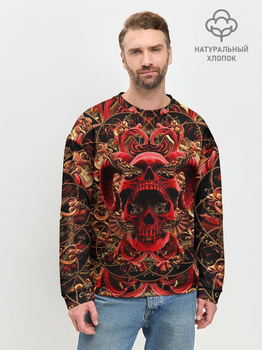 Мужской свитшот базовый / Череп красного демона