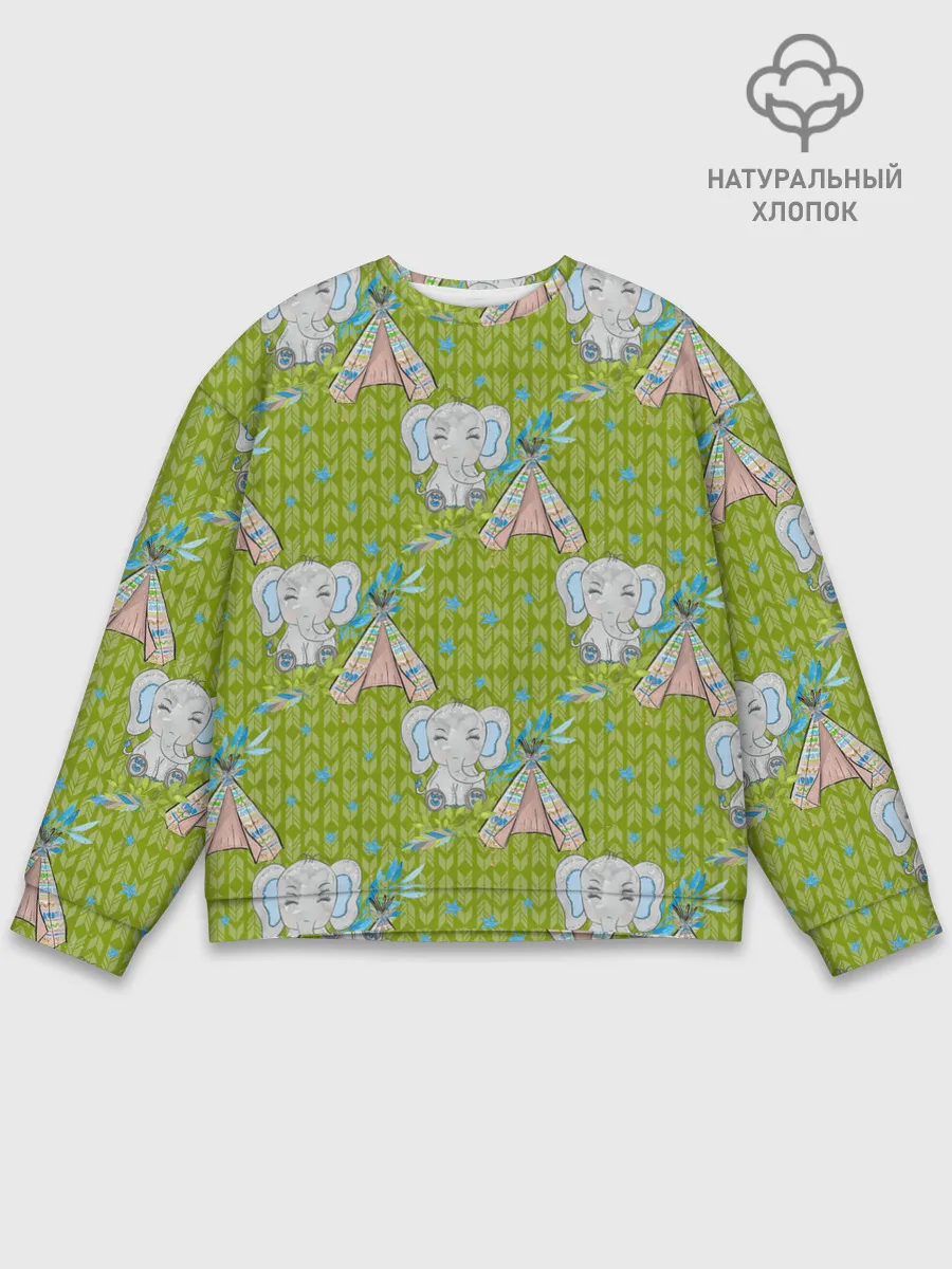 Мужской свитшот базовый / Слоник и вигвам