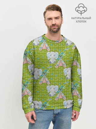 Мужской свитшот базовый / Слоник и вигвам