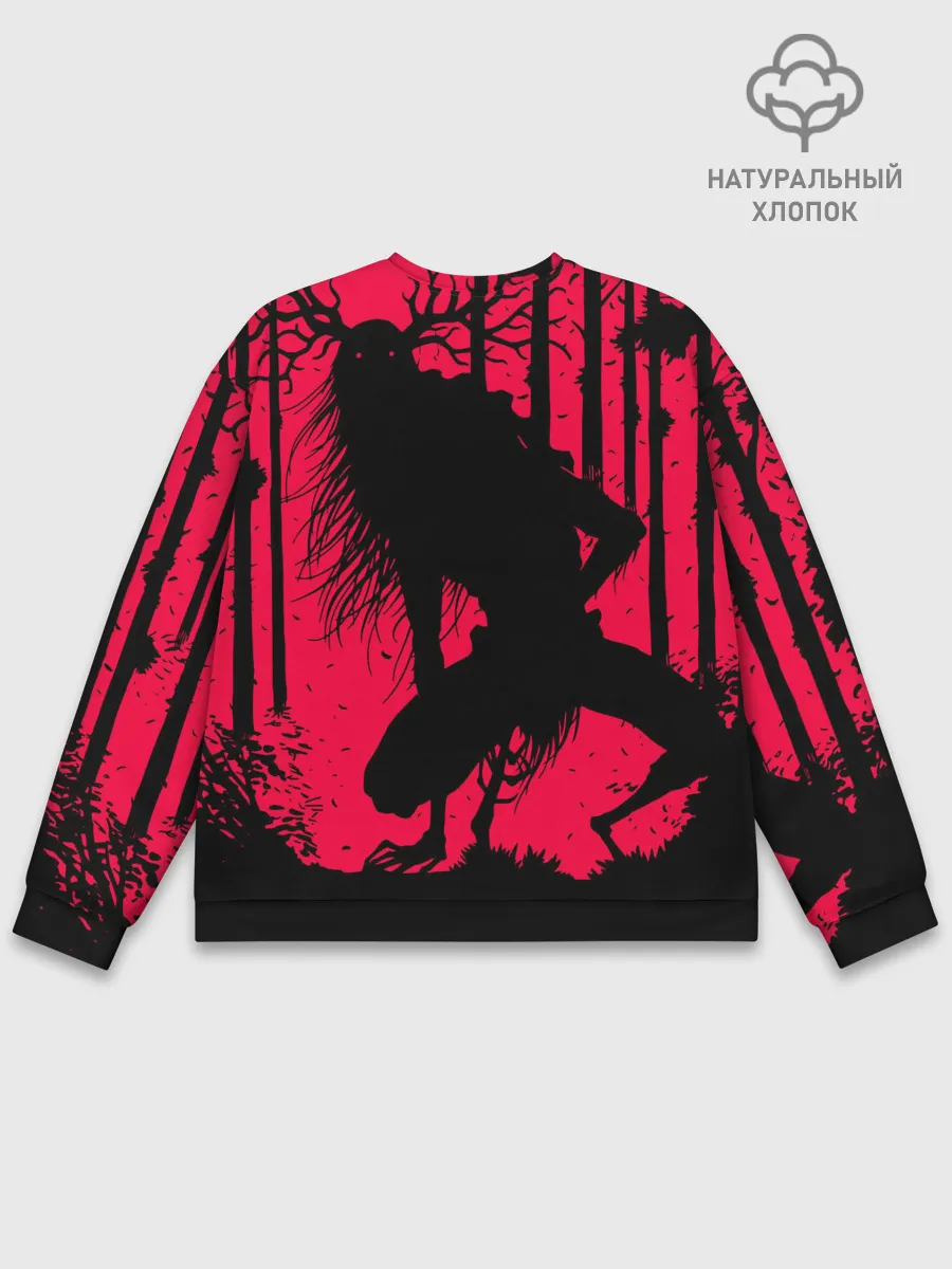 Мужской свитшот базовый / Красный скелет в диком лесу