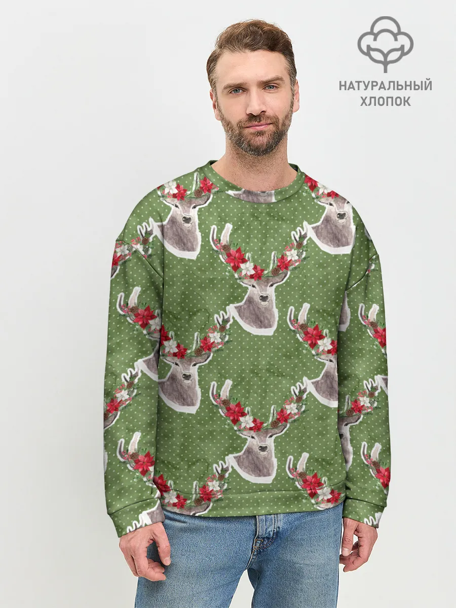 Мужской свитшот базовый / Новогодние олени 2022