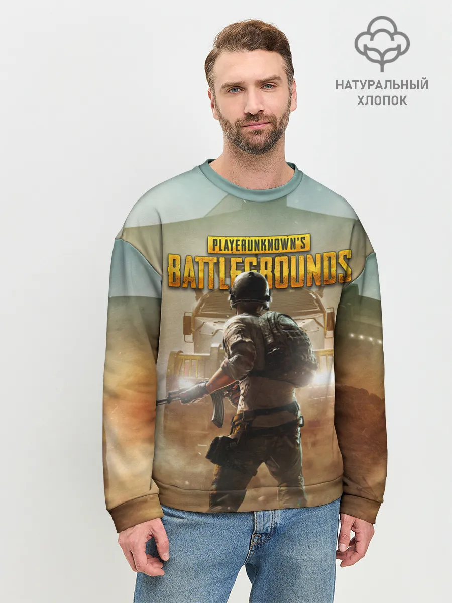 Мужской свитшот базовый / PUBG СОЛДАТ В ШЛЕМЕ | ПАБГ