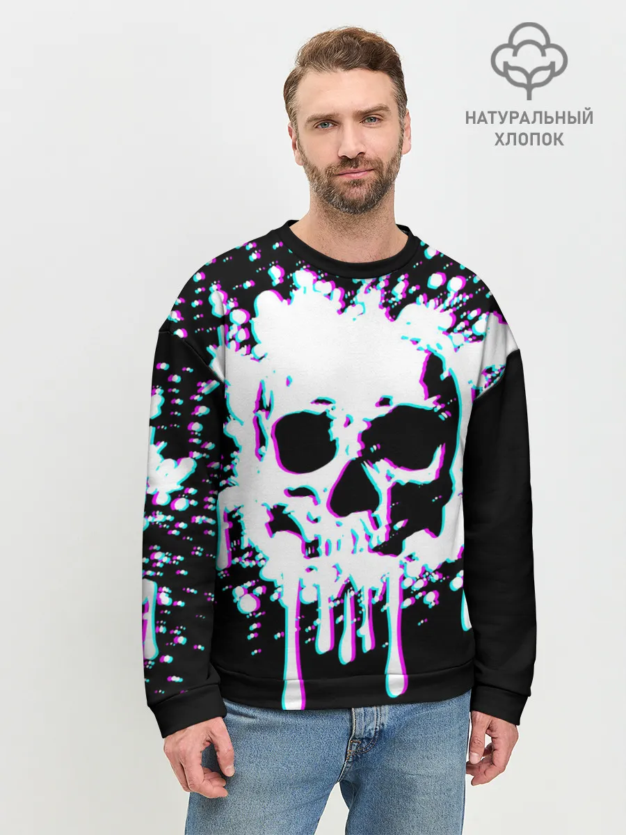 Мужской свитшот базовый / Мерцающий череп