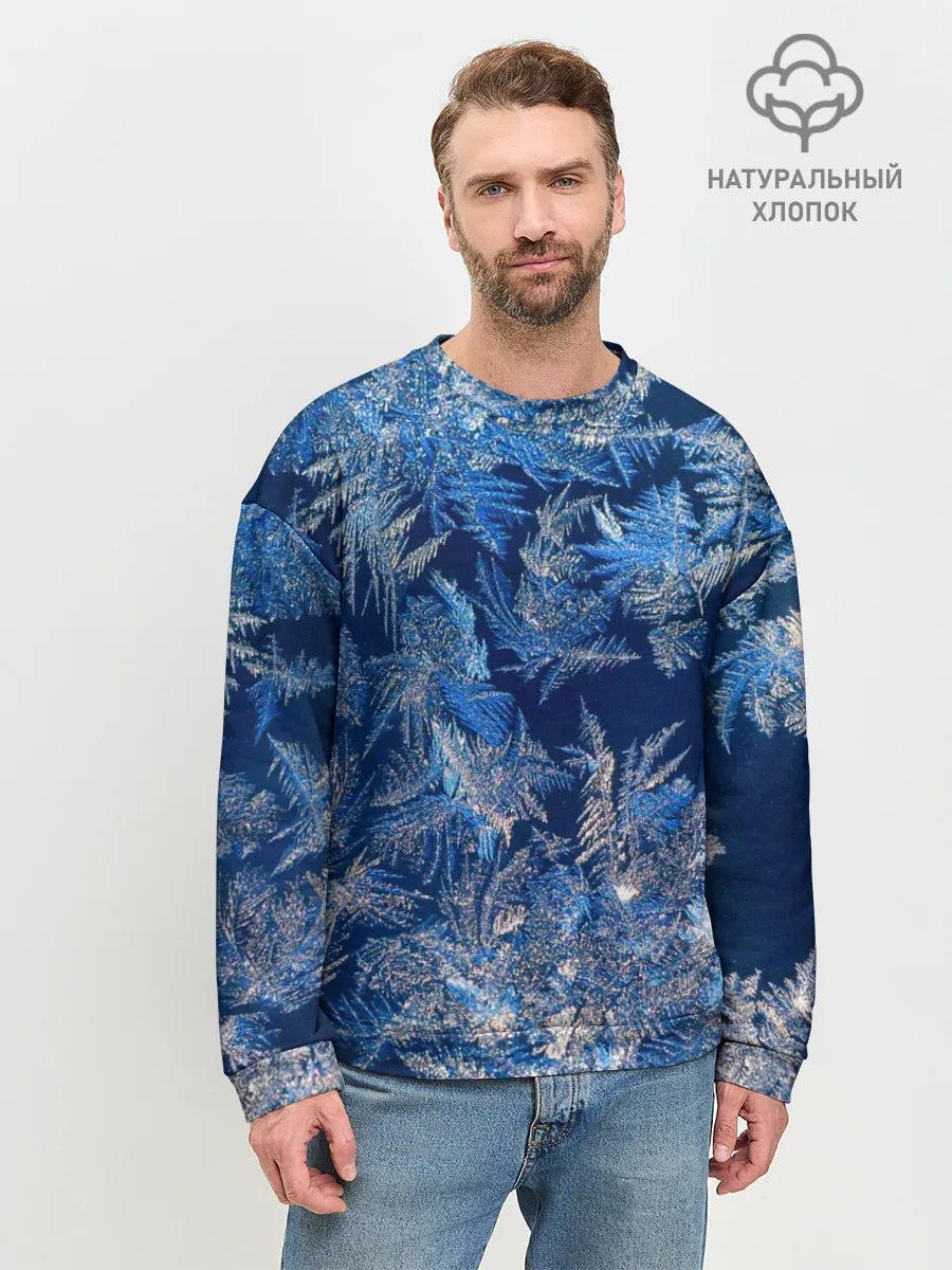 Мужской свитшот базовый / Снежинки макро snowflakes macro