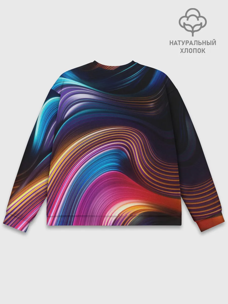 Мужской свитшот базовый / Цветные неоновые волны