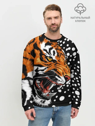 Мужской свитшот базовый / Амурский тигр и снегопад