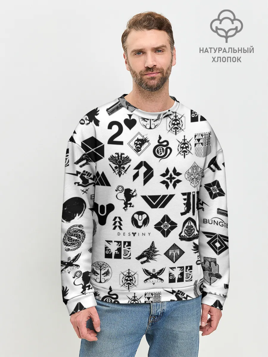 Мужской свитшот базовый / DESTINY 2 LOGO PATTERN / ДЕСТИНИ
