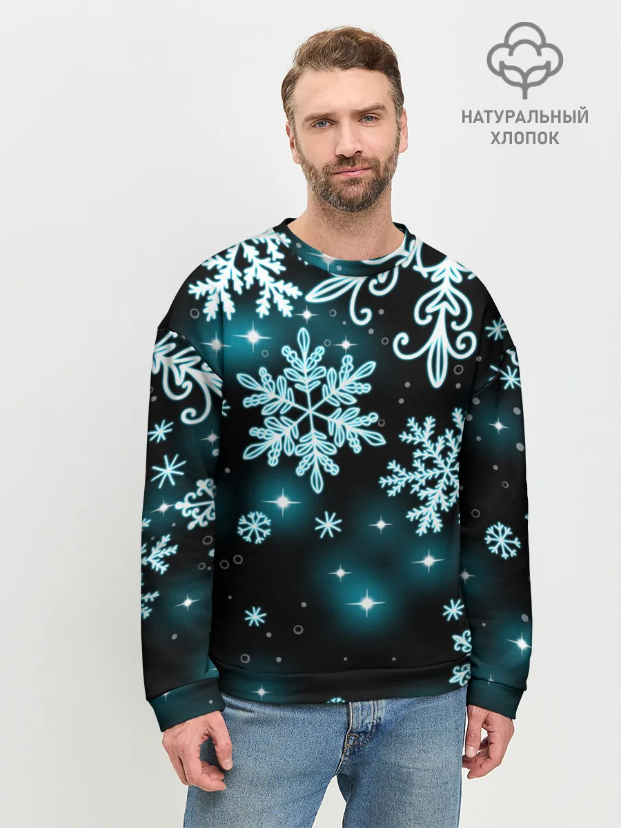 Мужской свитшот базовый / Космические снежинки