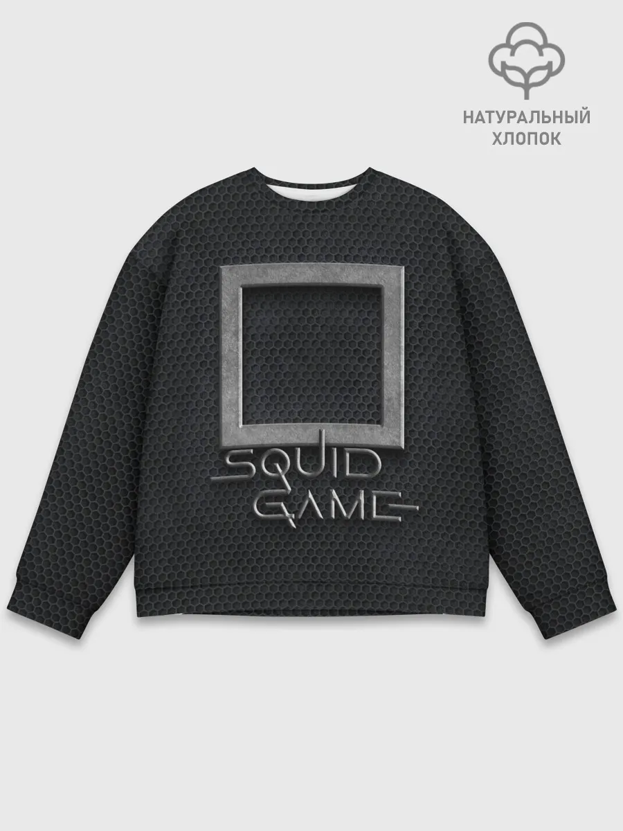 Мужской свитшот базовый / ИГРА В КАЛЬМАРА СИМВОЛ КВАДРАТ | SQUID GAME