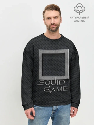Мужской свитшот базовый / ИГРА В КАЛЬМАРА СИМВОЛ КВАДРАТ | SQUID GAME