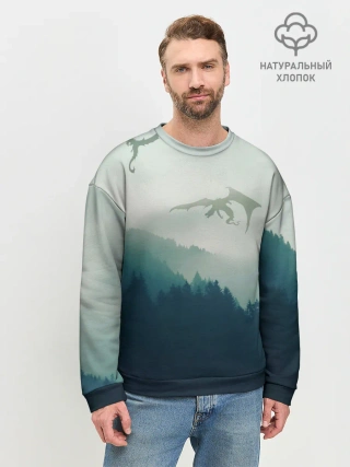 Мужской свитшот базовый / ДРАКОНЫ НАД ЛЕСОМ / DRAGON