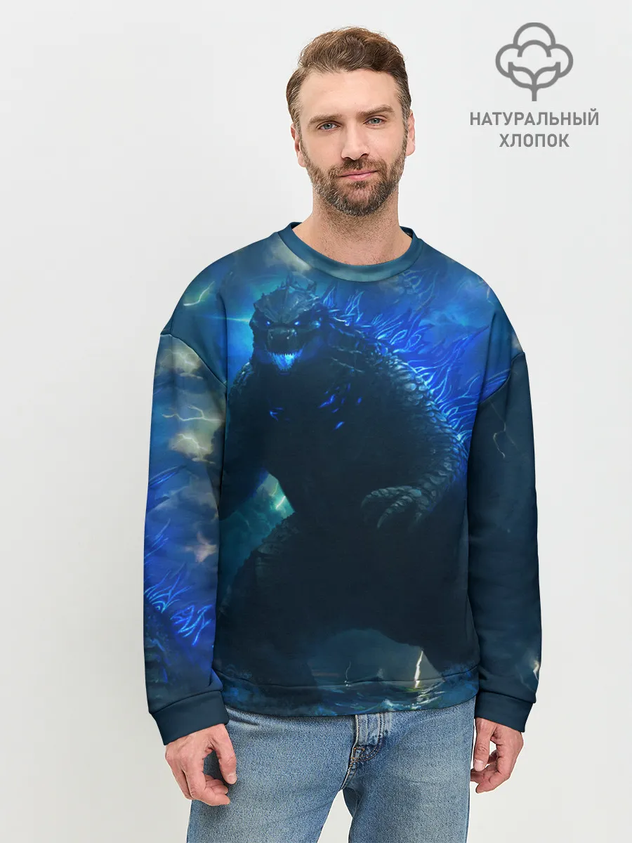 Мужской свитшот базовый / ГОДЗИЛЛА В МОРЕ