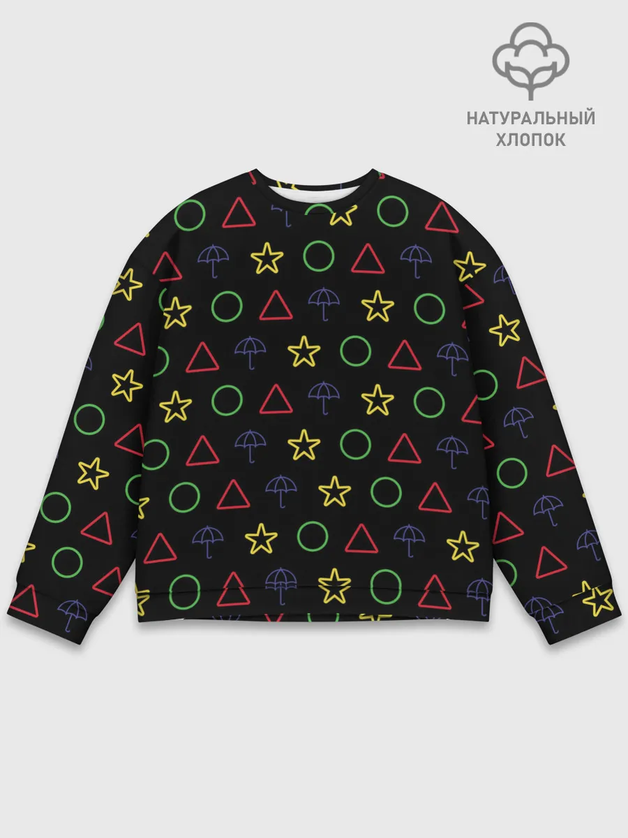 Мужской свитшот базовый / ИГРА В КАЛЬМАРА, ФИГУРКИ ИГРЫ, ПЕЧЕНЬЕ