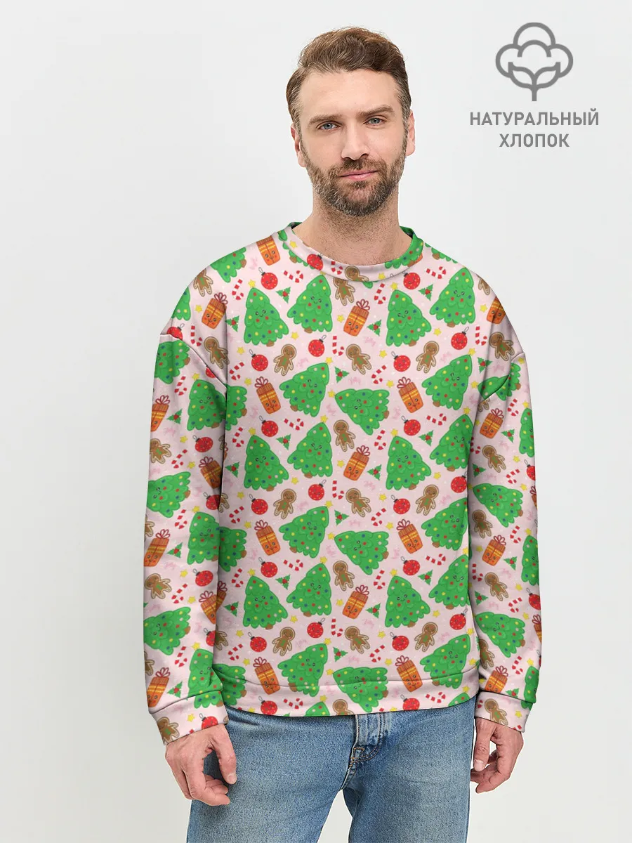 Мужской свитшот базовый / Новогодние ёлки и подарки