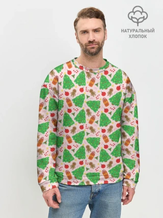 Мужской свитшот базовый / Новогодние ёлки и подарки