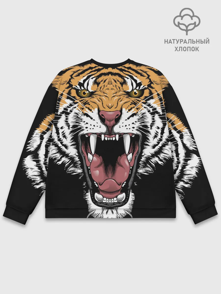 Мужской свитшот базовый / Оскал амурского тигра