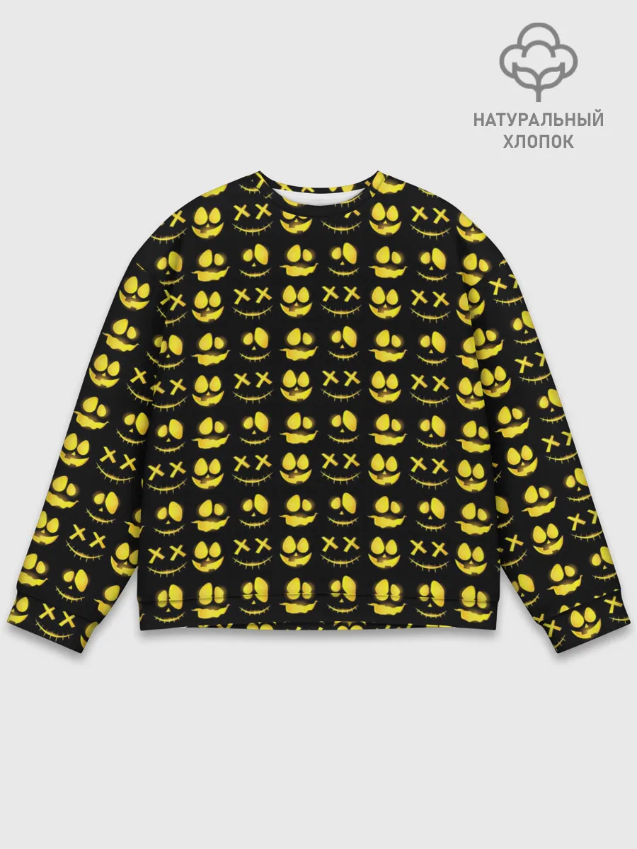 Мужской свитшот базовый / Прикольные смайлы Хэллоуин / Halloween
