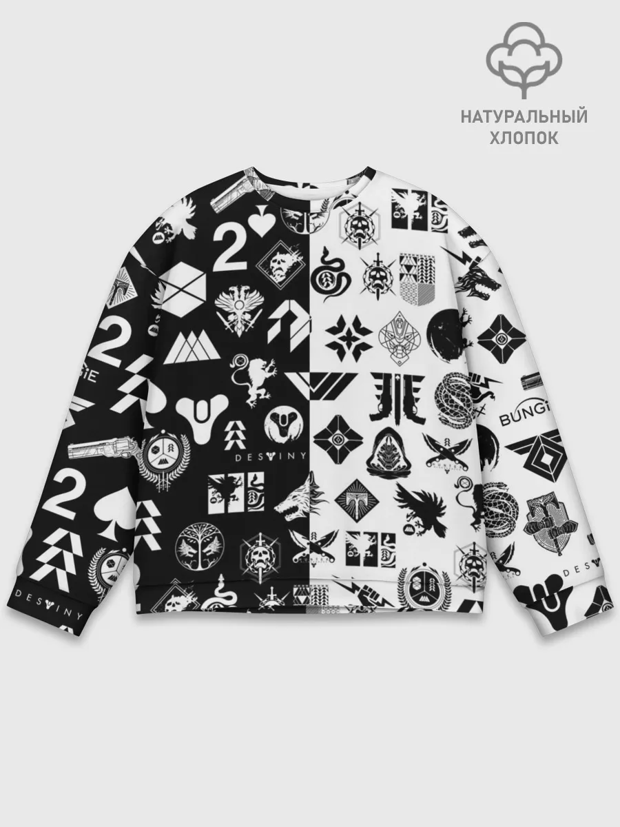 Мужской свитшот базовый / DESTINY LOGOBOMBING ЧЁРНО БЕЛОЕ