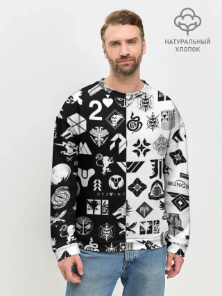 Мужской свитшот базовый / DESTINY LOGOBOMBING ЧЁРНО БЕЛОЕ