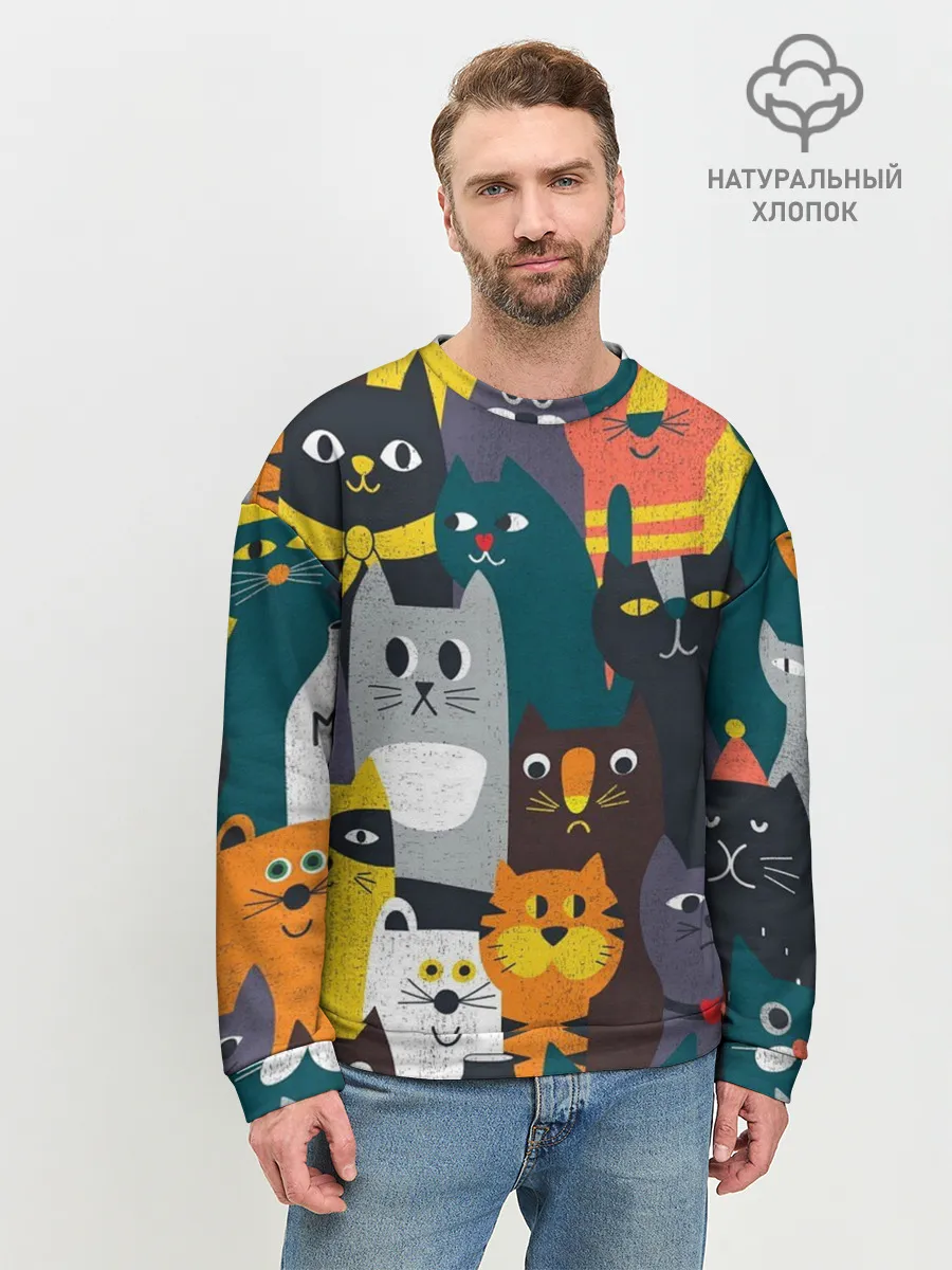 Мужской свитшот базовый / крутые коты